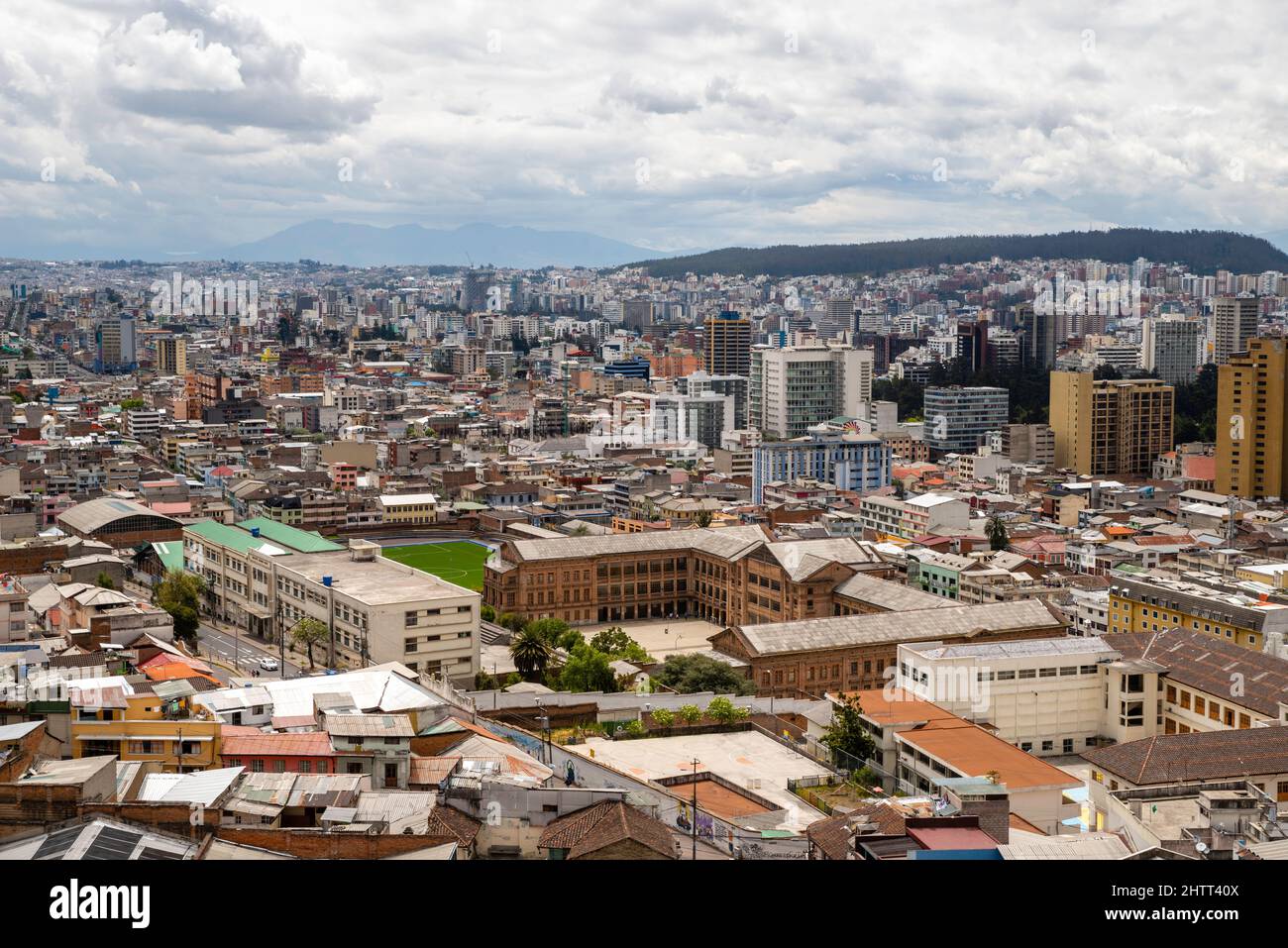 View of the Quito skyline from the Basilica del Voto Nacional; Quito, Ecuador Stock Photo Alamy