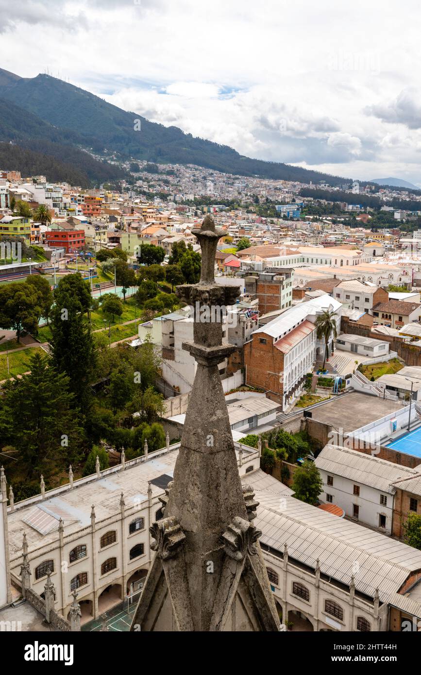 View of the Quito skyline from the Basilica del Voto Nacional; Quito, Ecuador Stock Photo Alamy