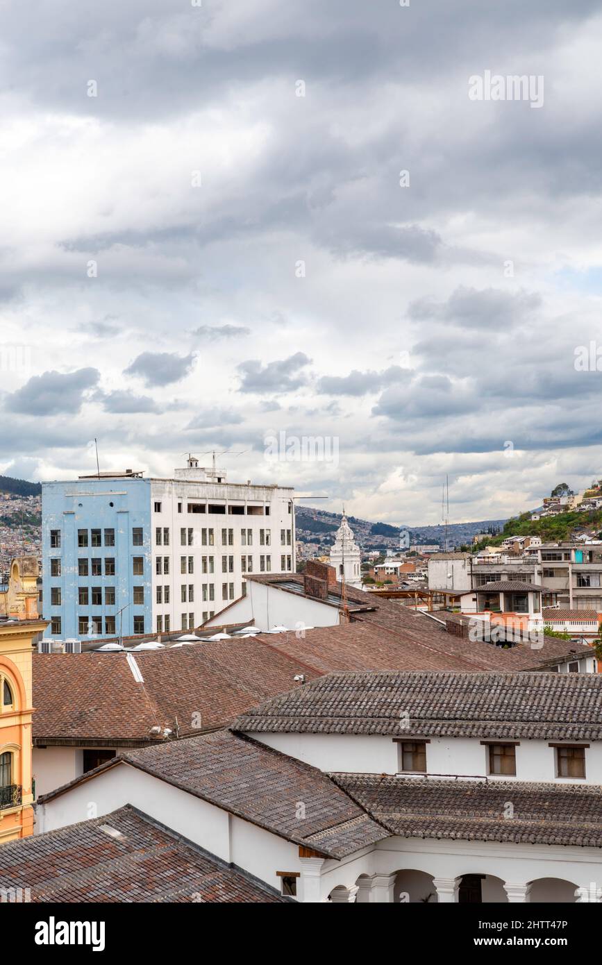 View of the Quito skyline from the restuarant Vista Hermosa; Quito, Ecuador Stock Photo Alamy