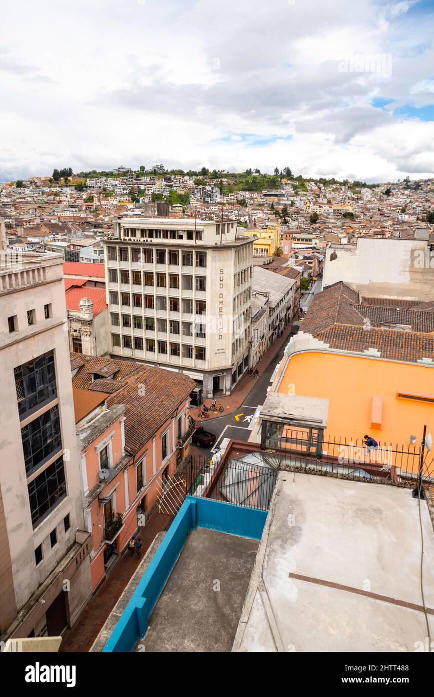 View of the Quito skyline from the restuarant Vista Hermosa; Quito, Ecuador Stock Photo Alamy