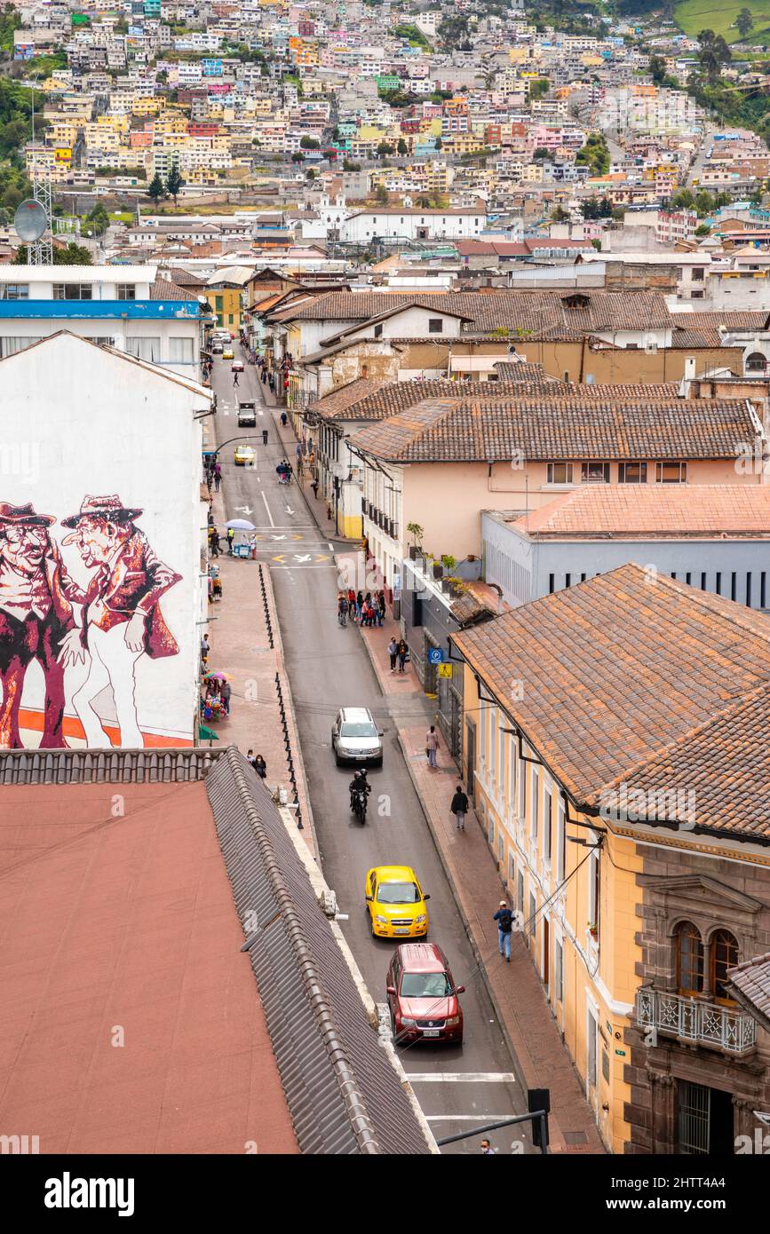View of the Quito skyline from the restuarant Vista Hermosa; Quito, Ecuador Stock Photo Alamy