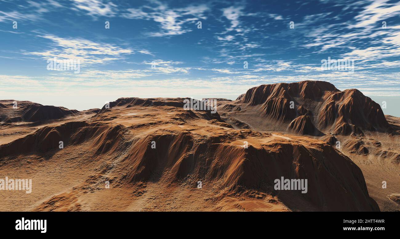 Desert landscape with blue sky on the background Stock Photo - Alamy