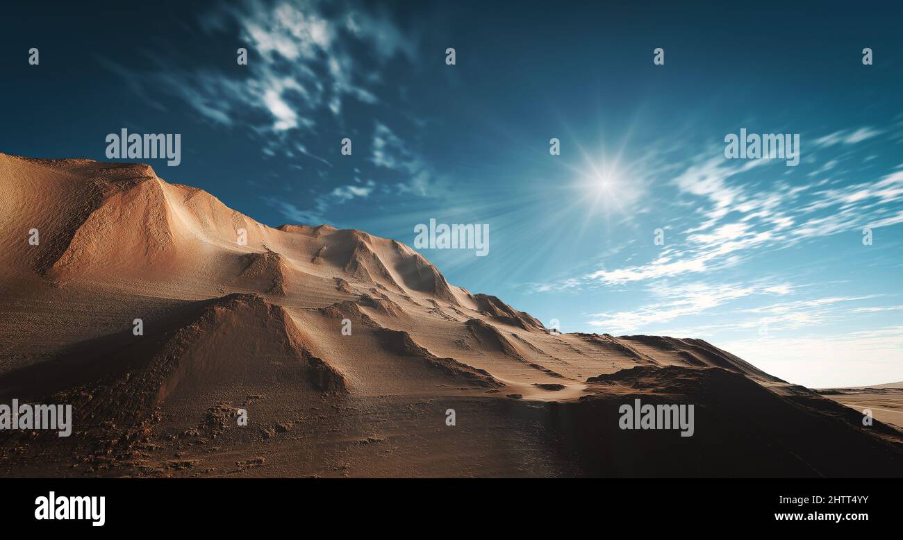 Desert landscape with blue sky on the background Stock Photo - Alamy