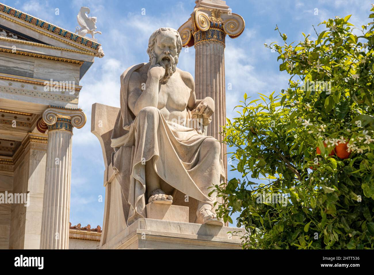 Athens, Greece. Marble statue of Greek philosopher Socrates, in the