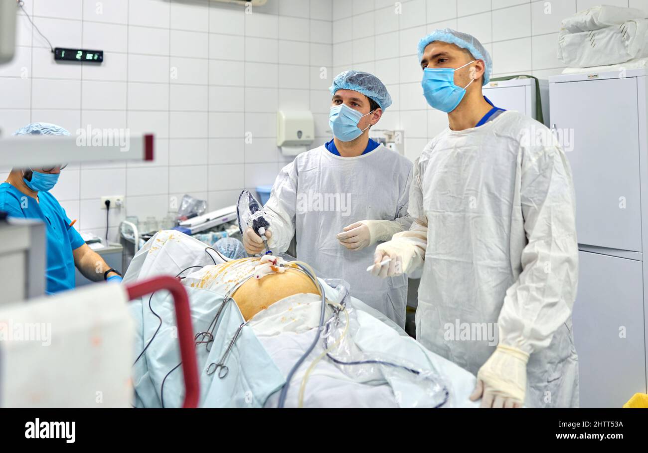surgeon performs an endoscopic operation Stock Photo Alamy