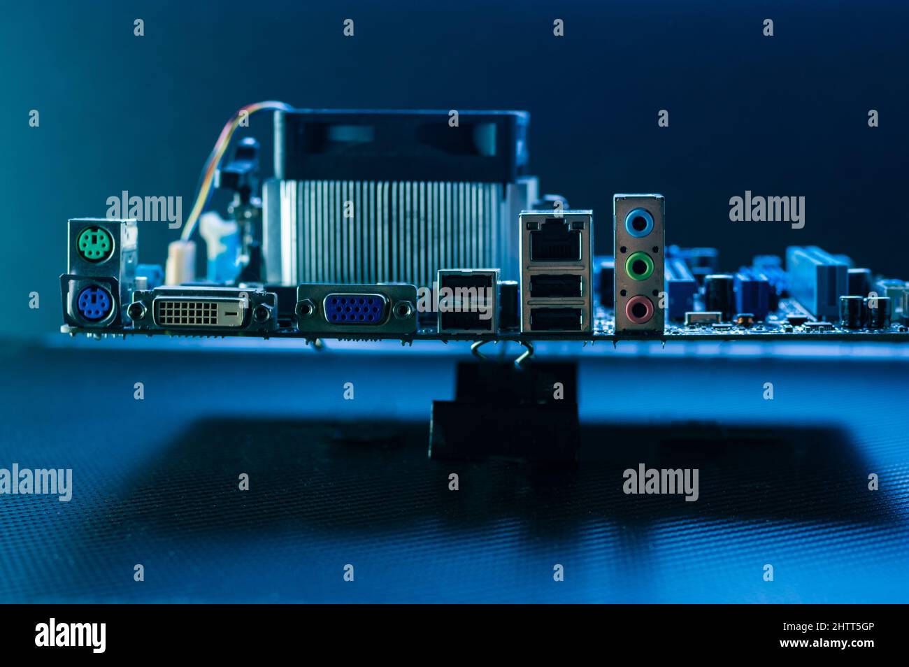 Lots of different entrances. Plugs and cables in the board. Computer