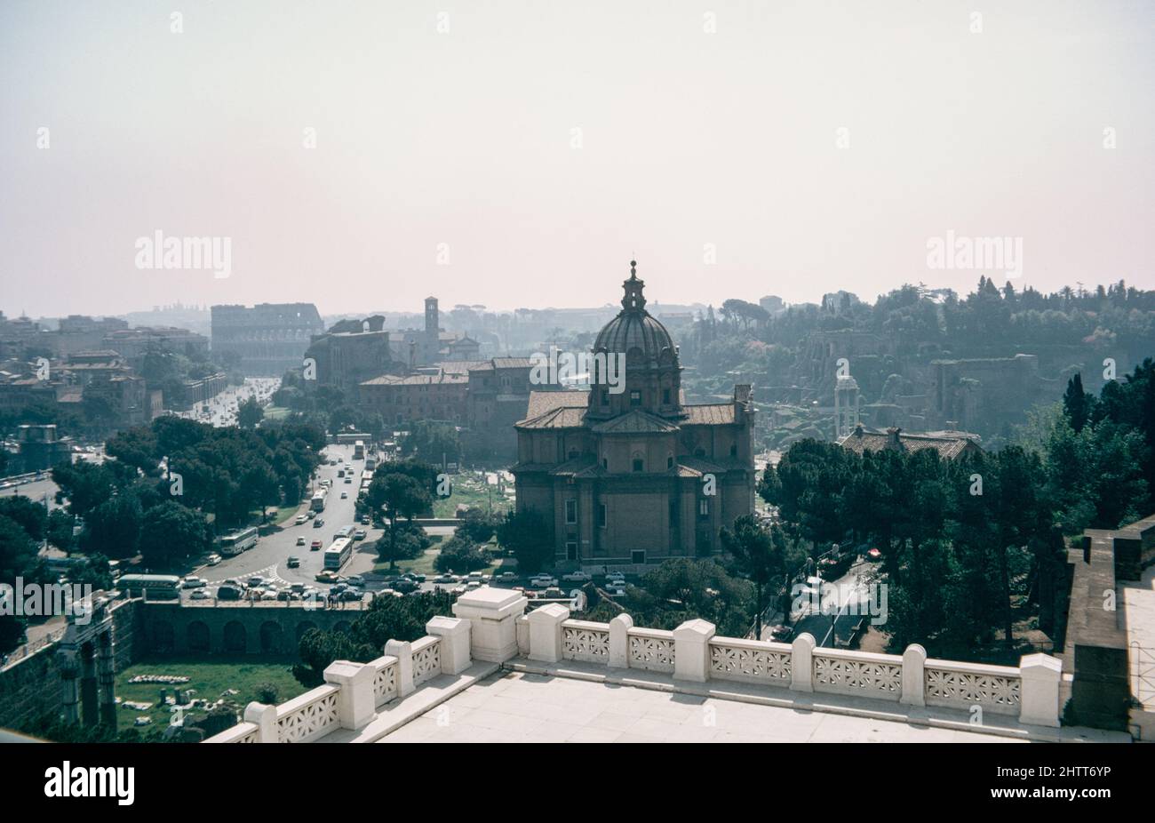 Ancient Rome. View on Forum and Colosseum. Archival scan from a ...