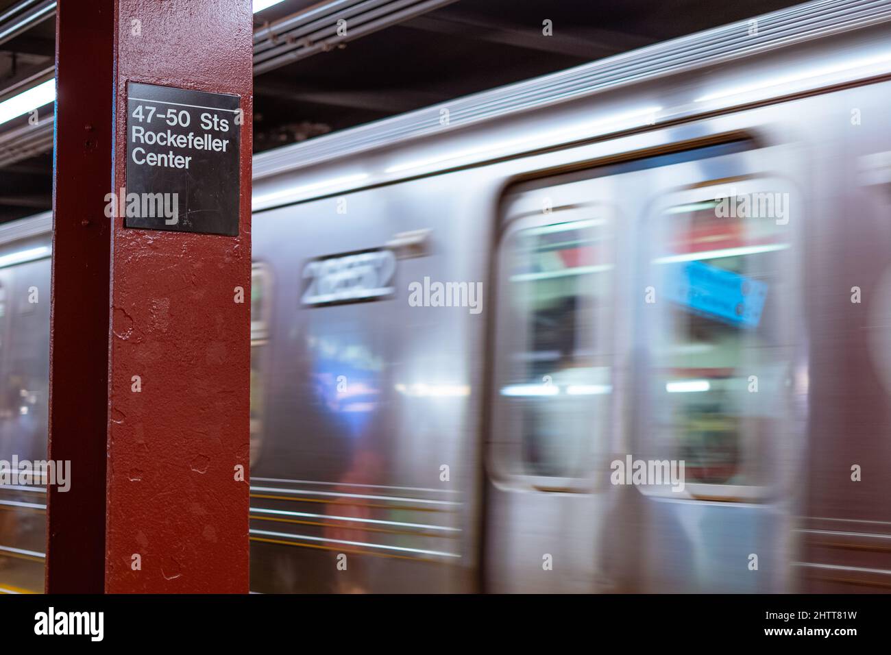 Train arriving at 47th50th StreetsRockefeller Center Station Stock Photo Alamy