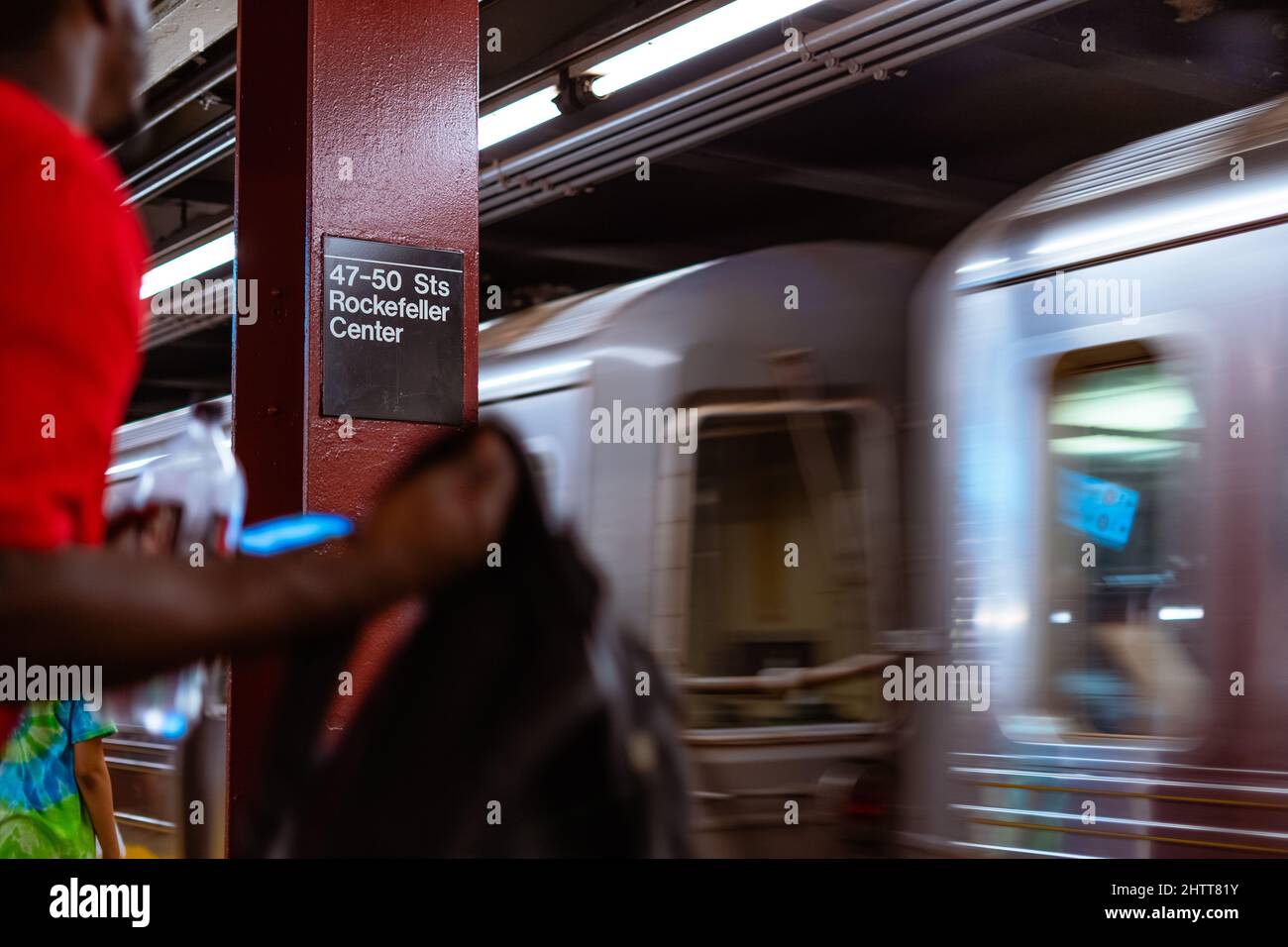Train arriving at 47th50th StreetsRockefeller Center Station Stock Photo Alamy