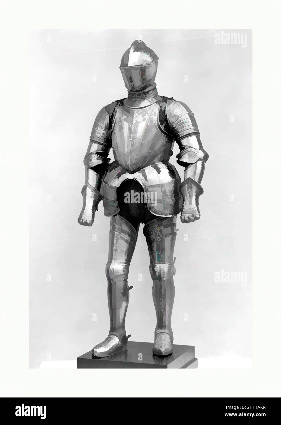 Art inspired by Armor for Field and Tilt, ca. 1550 to 1575, Italian, Steel, Wt. 61 lb. 10 oz. (27.95 kg); helmet (a); H. 12 1/2 in. (31.8 cm); W. 8 1/2 in. (21.6 cm); D. 12 1/2 in. (31.8 cm); Wt. 10 lb. 1 oz. (4564.3 g); gorget (b); H. 7 3/8 in. (18.7 cm); W. 12 in. (30.5 cm); D. 10 1/, Classic works modernized by Artotop with a splash of modernity. Shapes, color and value, eye-catching visual impact on art. Emotions through freedom of artworks in a contemporary way. A timeless message pursuing a wildly creative new direction. Artists turning to the digital medium and creating the Artotop NFT Stock Photo