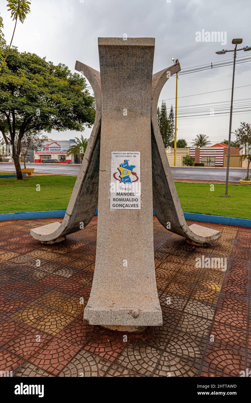 Costa Rica, Mato Grosso do Sul, Brazil - 12 18 2022: Historic Landmark of Manoel Romualdo Goncalves Square Stock Photo
