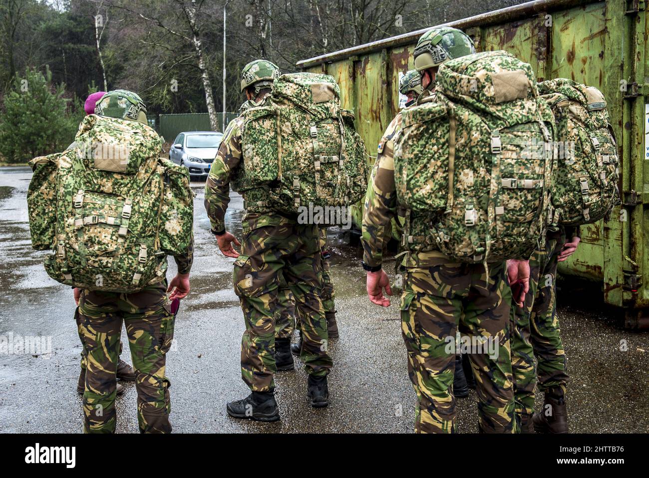 Soldiers in a new uniform and personal equipment in NFP camouflage