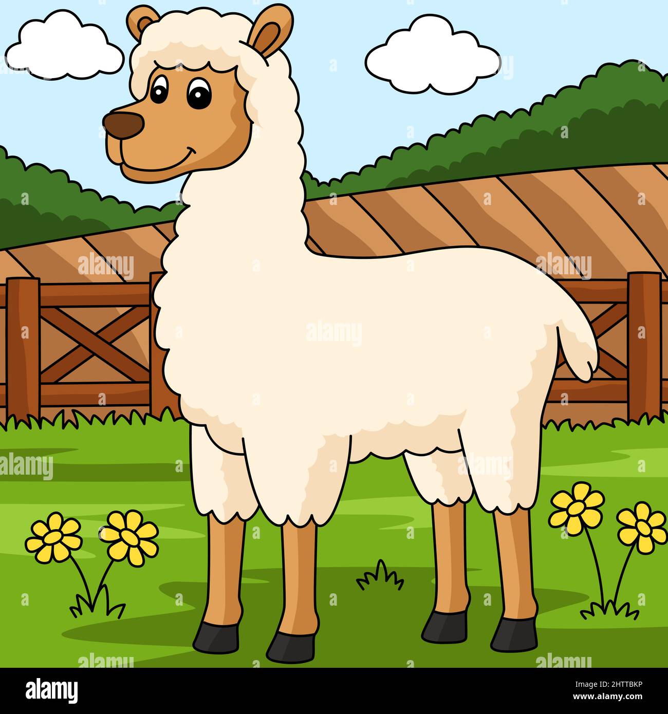 Llama Cartoon Colored Animal Illustration Stock Vector