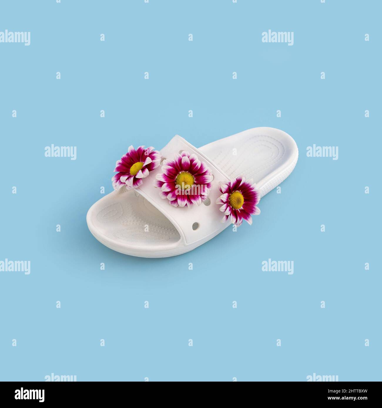 Size 39 Ballerina Sandals - Flowers on White