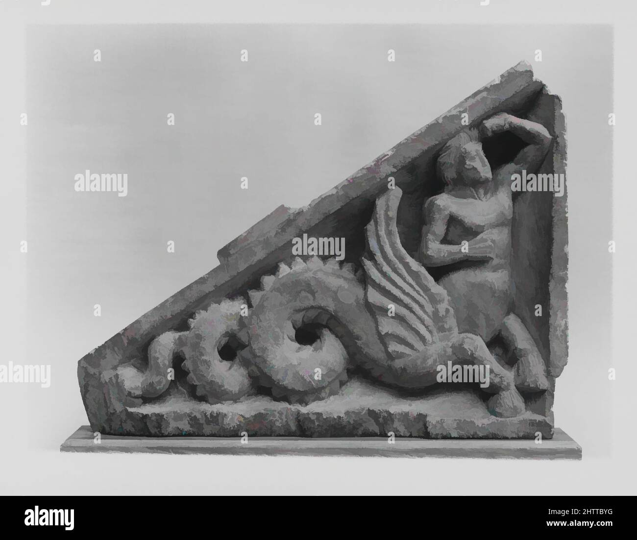 Art inspired by Panel with Marine Deity, 1st century, Pakistan (ancient region of Gandhara), Schist, 7 3/4 x 10 in. (19.7 x 25.4 cm), Sculpture, Classic works modernized by Artotop with a splash of modernity. Shapes, color and value, eye-catching visual impact on art. Emotions through freedom of artworks in a contemporary way. A timeless message pursuing a wildly creative new direction. Artists turning to the digital medium and creating the Artotop NFT Stock Photo