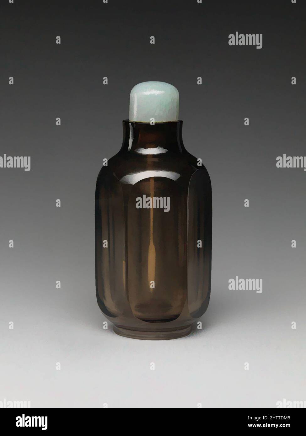 Snuff Bottle, Qing dynasty (1644–1911), late 18th–early 19th century, China, Smoky quartz with jadeite stopper, H. 3 1/4 in. (8.3 cm), Snuff Bottles Stock Photo