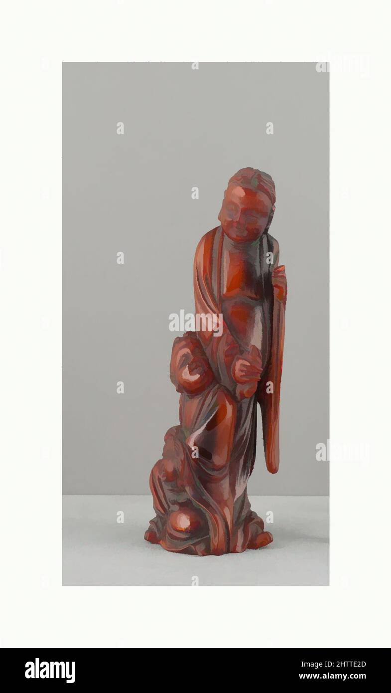 Art inspired by Figures, 18th century, China, Amber, H. 4 1/2 in. (11.4 ...