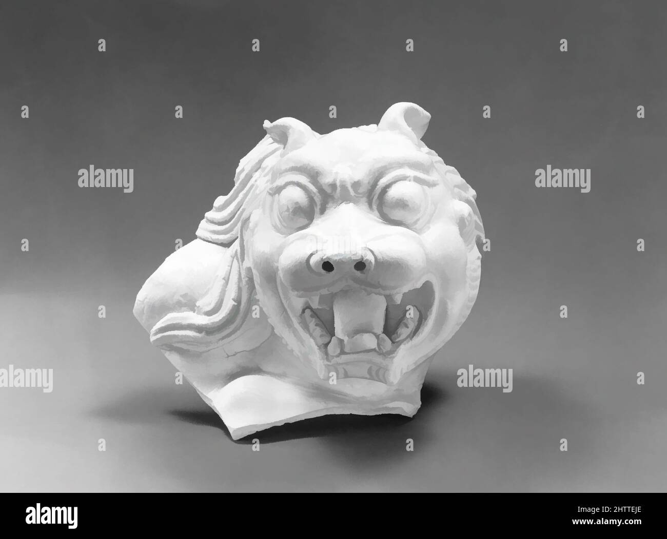 Art inspired by Head of a Lion, Northern Song dynasty (960–1127), 11th–12th century, China, Porcelain with ivory white glaze (Ding ware), H. 4 3/8 in. (11.1 cm); W. 4 7/8 in. (12.4 cm); D. 4 1/4 in. (10.8 cm), Ceramics, Classic works modernized by Artotop with a splash of modernity. Shapes, color and value, eye-catching visual impact on art. Emotions through freedom of artworks in a contemporary way. A timeless message pursuing a wildly creative new direction. Artists turning to the digital medium and creating the Artotop NFT Stock Photo