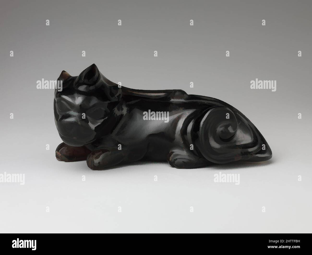 Art inspired by 清 墨晶瑞獸, Figure of a fantastic animal, Qing dynasty (1644–1911), China, Black crystal, H. 4 1/2 in. (11.4 cm); W. 2 1/8 in. (5.4 cm), Hardstone, Classic works modernized by Artotop with a splash of modernity. Shapes, color and value, eye-catching visual impact on art. Emotions through freedom of artworks in a contemporary way. A timeless message pursuing a wildly creative new direction. Artists turning to the digital medium and creating the Artotop NFT Stock Photo