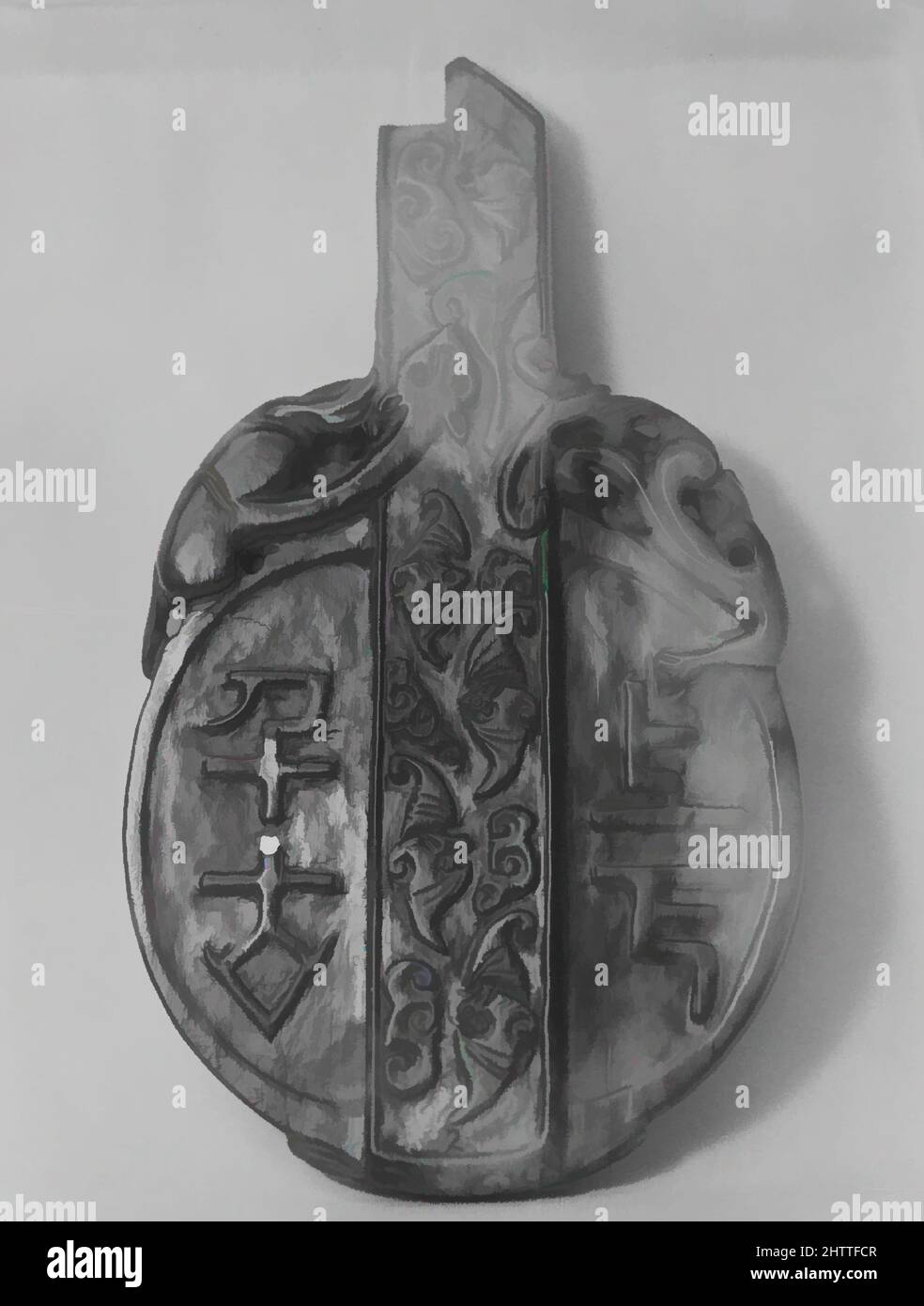 Art inspired by Sacrificial Tablet, Qing dynasty (1644–1911), China, Bowenite, H. 7 9/16 in. (19.2 cm); W. 4 1/2 in. (11.4 cm); L. 9/16 in. (1.4 cm), Hardstone, Classic works modernized by Artotop with a splash of modernity. Shapes, color and value, eye-catching visual impact on art. Emotions through freedom of artworks in a contemporary way. A timeless message pursuing a wildly creative new direction. Artists turning to the digital medium and creating the Artotop NFT Stock Photo