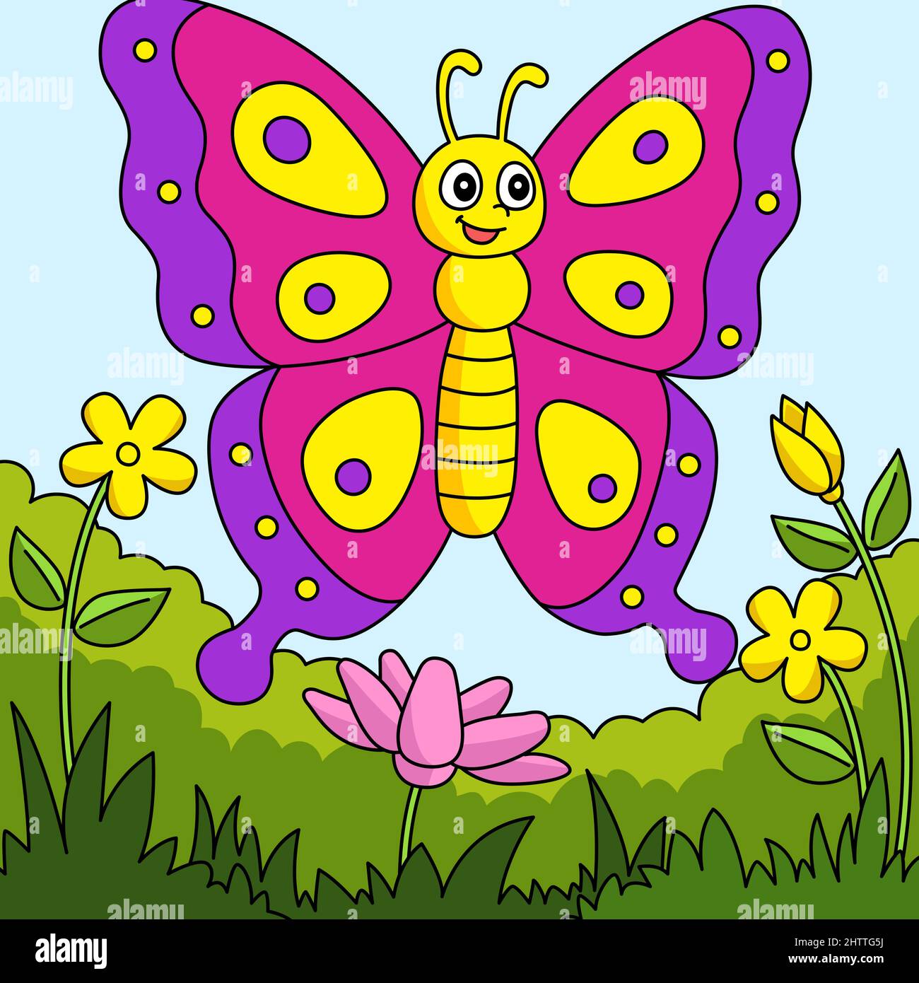 Dessin Papillon Facile En Couleur Butterfly Cartoon Colored Animal Illustration Stock Vector Image & Art - Alamy