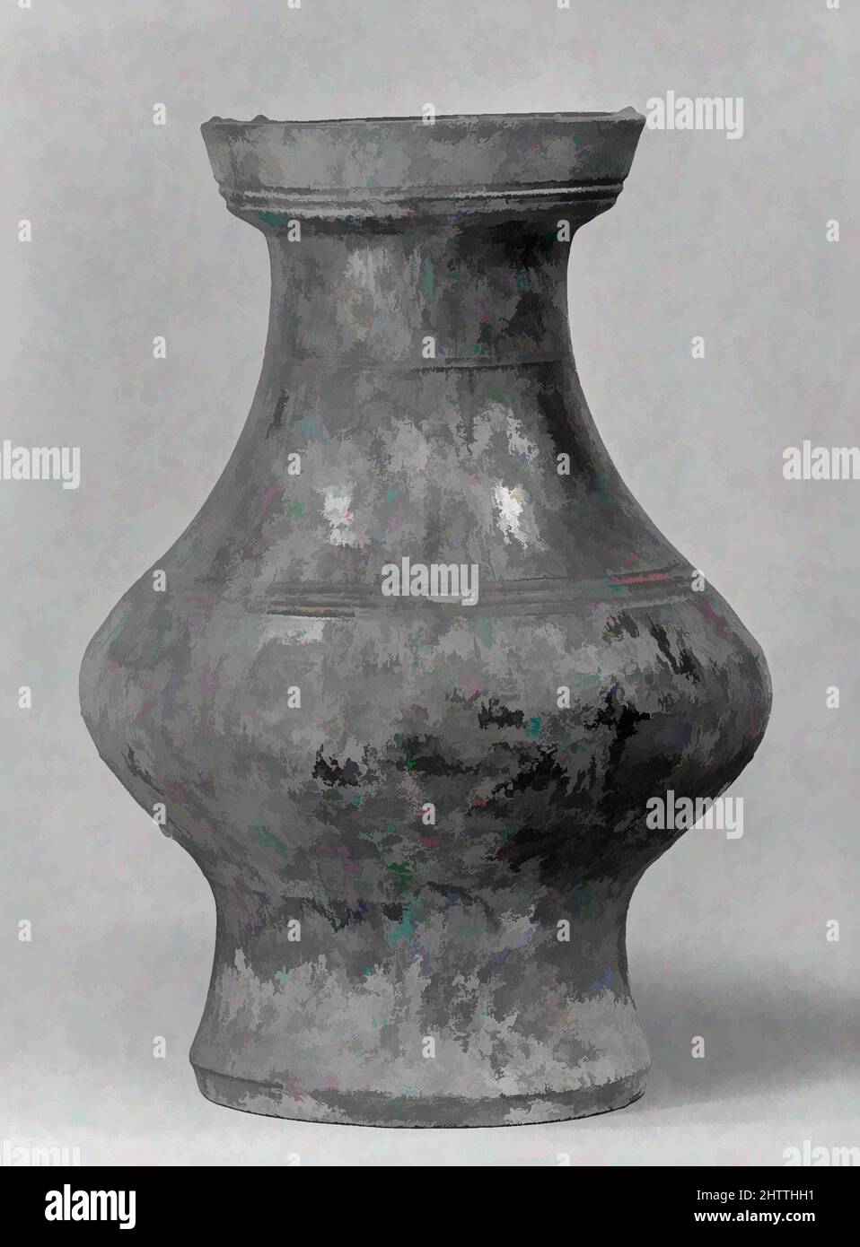 Art inspired by Vase, Han dynasty (206 B.C.–A.D. 220), China, Pottery, H. 17 1/4 in. (43.8 cm); Diam. of rim 7 3/4 in. (19.7 cm); Diam. 12 1/4 in. (31.1 cm); Diam. of base 8 in. (20.3 cm), Ceramics, Classic works modernized by Artotop with a splash of modernity. Shapes, color and value, eye-catching visual impact on art. Emotions through freedom of artworks in a contemporary way. A timeless message pursuing a wildly creative new direction. Artists turning to the digital medium and creating the Artotop NFT Stock Photo