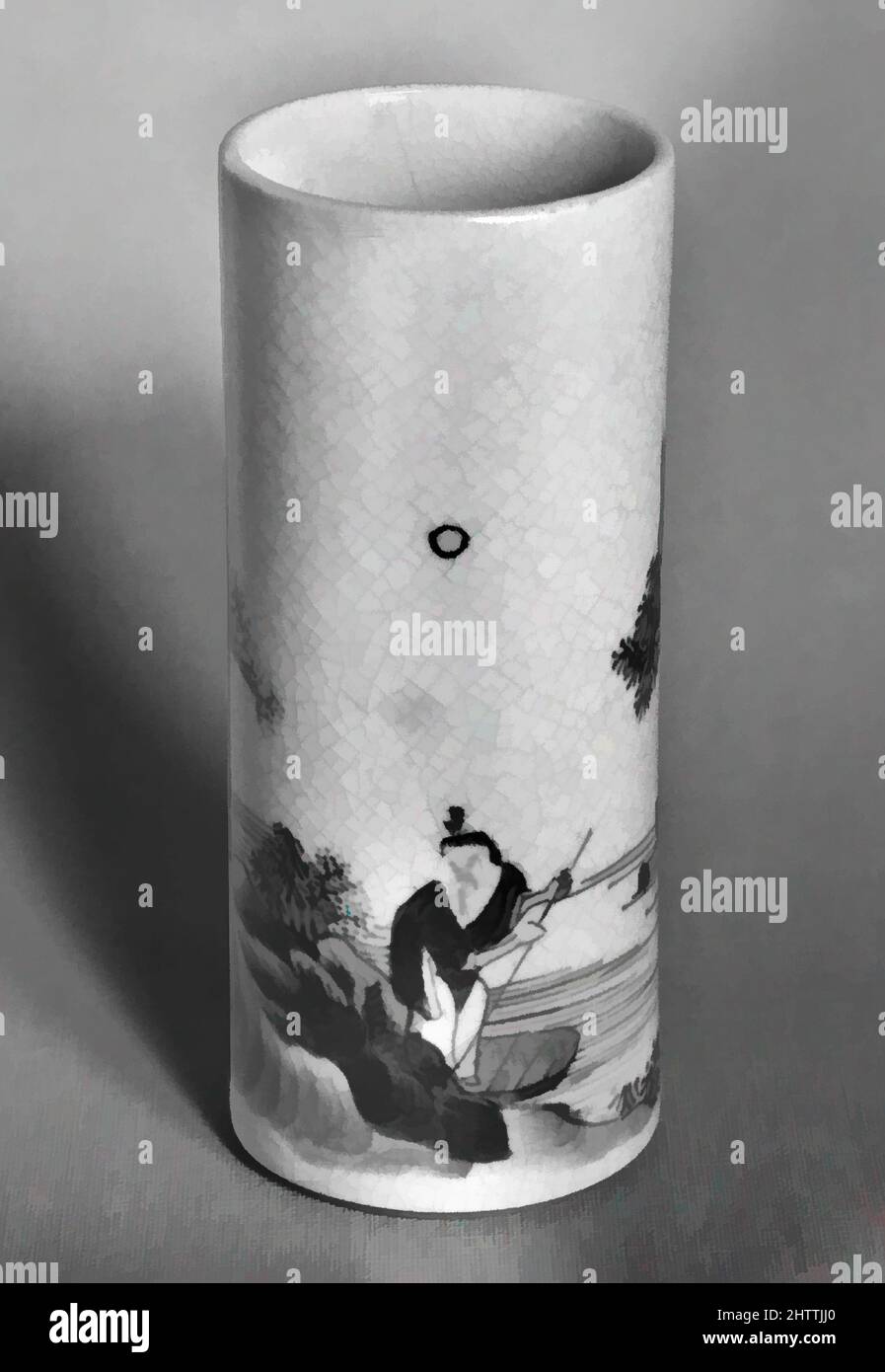 Art inspired by Vase or Pencil Holder (?), Qing dynasty (1644–1911), Kangxi period (1662–1722), China, Porcelain, soft paste and fine crackle, H. 3 5/8 in. (9.2 cm), Ceramics, Classic works modernized by Artotop with a splash of modernity. Shapes, color and value, eye-catching visual impact on art. Emotions through freedom of artworks in a contemporary way. A timeless message pursuing a wildly creative new direction. Artists turning to the digital medium and creating the Artotop NFT Stock Photo