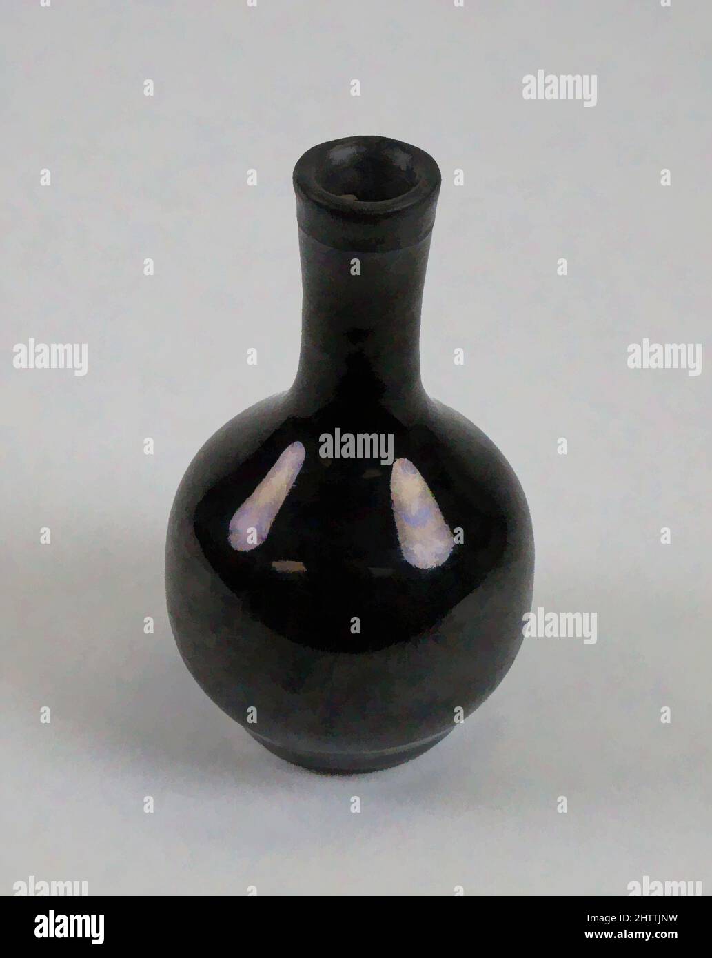 Art inspired by Vase, Qing dynasty (1644–1911), 19th century, China, Porcelain with mirror-black glaze (Wujin ware), H. 4 1/4 in. (10.8 cm), Ceramics, Classic works modernized by Artotop with a splash of modernity. Shapes, color and value, eye-catching visual impact on art. Emotions through freedom of artworks in a contemporary way. A timeless message pursuing a wildly creative new direction. Artists turning to the digital medium and creating the Artotop NFT Stock Photo