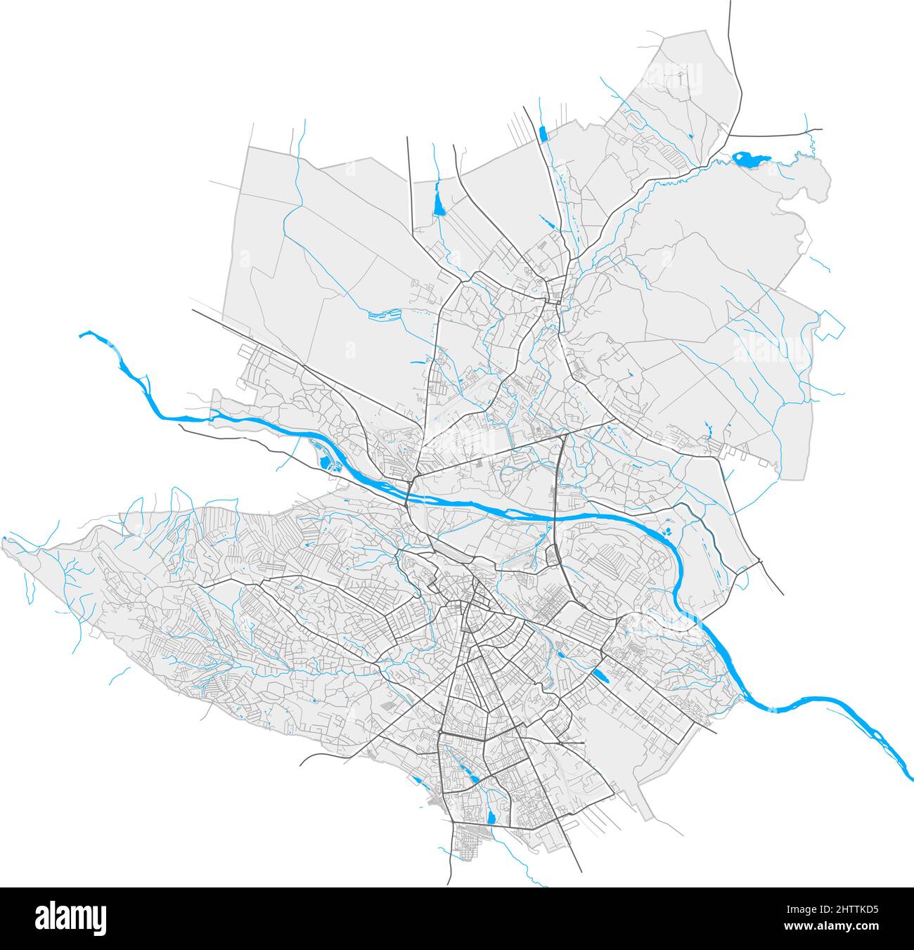 Chernivtsi, Chernivtsi Oblast, Ukraine high resolution vector map with ...