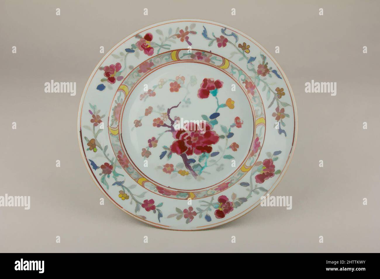 Art inspired by Plate, Qing dynasty (1644–1911), late 18th–19th century, China, Porcelain painted in overglaze polychrome enamels, Diam. 9 in. (22.9 cm), Ceramics, Classic works modernized by Artotop with a splash of modernity. Shapes, color and value, eye-catching visual impact on art. Emotions through freedom of artworks in a contemporary way. A timeless message pursuing a wildly creative new direction. Artists turning to the digital medium and creating the Artotop NFT Stock Photo