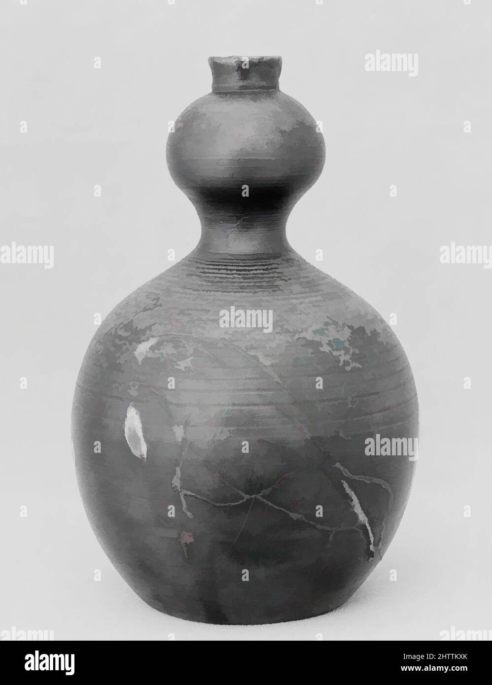 Art inspired by Bottle, 19th century, Japan, Clay covered with a thin salt glaze and a dappled overglaze (Bizen ware, Imbe style), H. 6 in. (15.2 cm), Ceramics, Classic works modernized by Artotop with a splash of modernity. Shapes, color and value, eye-catching visual impact on art. Emotions through freedom of artworks in a contemporary way. A timeless message pursuing a wildly creative new direction. Artists turning to the digital medium and creating the Artotop NFT Stock Photo