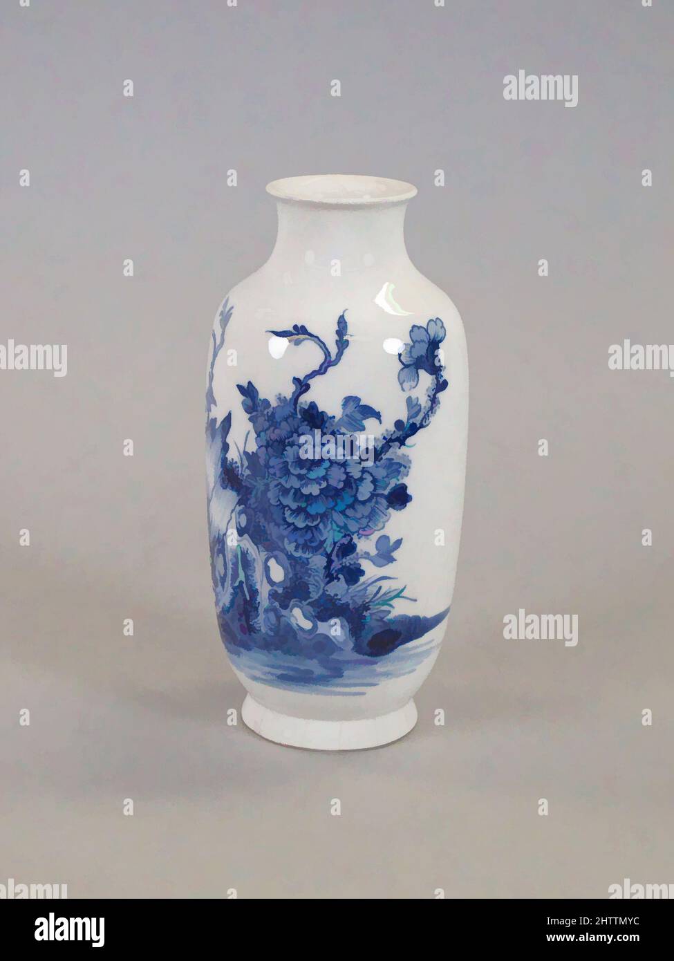 Art inspired by Vase, Qing dynasty (1644–1911), Qianlong period (1736–95), China, Porcelain decorated in underglaze blue, with crackled white glaze, H. 7 in. (17.8 cm), Ceramics, Classic works modernized by Artotop with a splash of modernity. Shapes, color and value, eye-catching visual impact on art. Emotions through freedom of artworks in a contemporary way. A timeless message pursuing a wildly creative new direction. Artists turning to the digital medium and creating the Artotop NFT Stock Photo