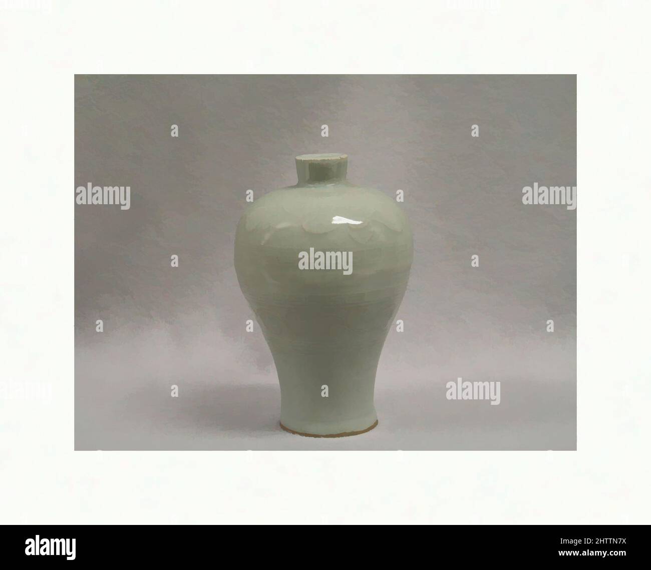 Art inspired by Vase, Ming dynasty (1368–1644), China, Porcelain with celadon glaze, H. 6 in. (15.2 cm), Ceramics, Classic works modernized by Artotop with a splash of modernity. Shapes, color and value, eye-catching visual impact on art. Emotions through freedom of artworks in a contemporary way. A timeless message pursuing a wildly creative new direction. Artists turning to the digital medium and creating the Artotop NFT Stock Photo