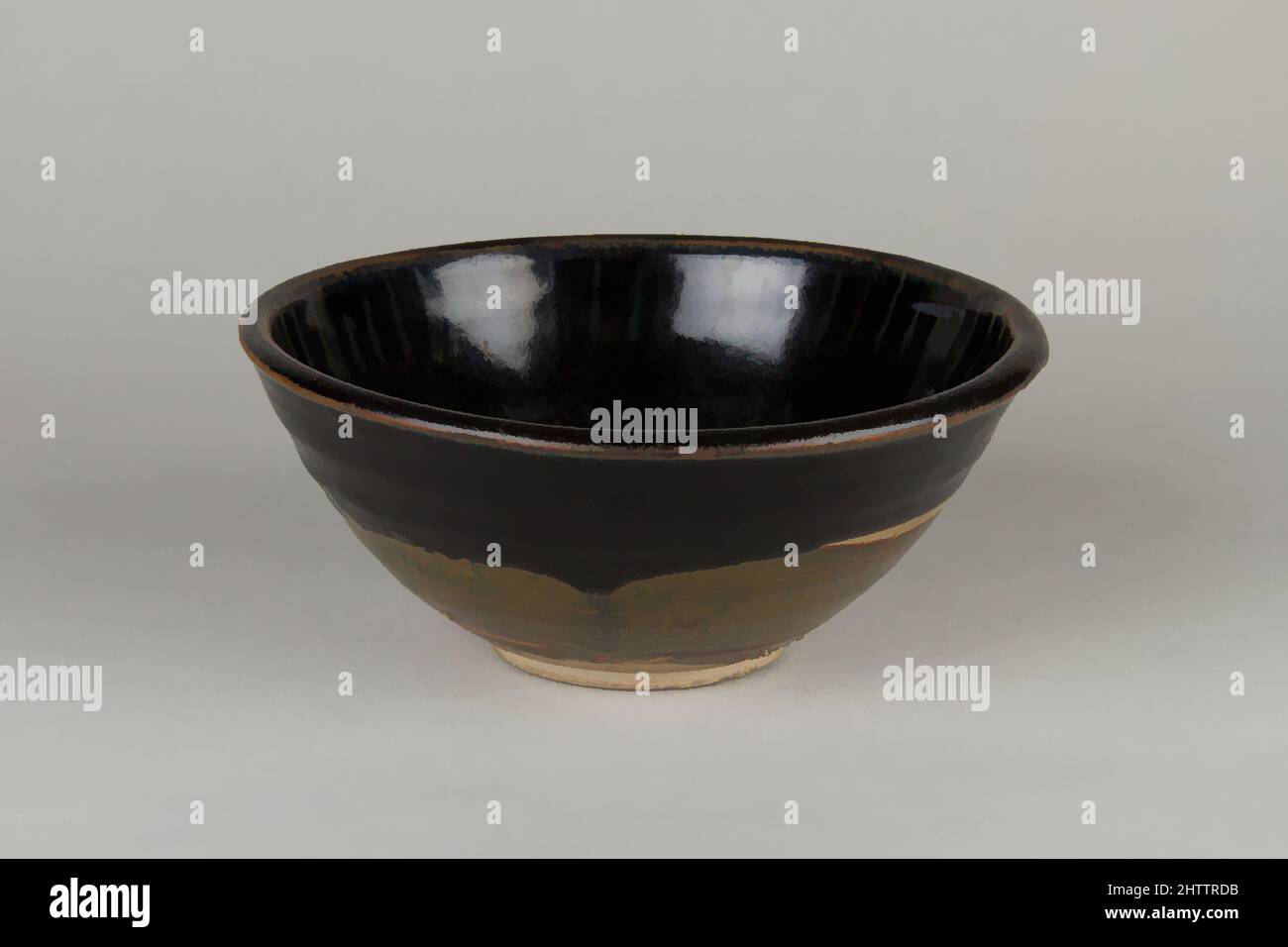 Art inspired by Bowl, Song dynasty (960–1279), China, Stoneware; dark slip on inner and outer surfaces, with black glaze, H. 2 7/8 in. (7.3 cm); Diam. 6 7/8 in. (17.5 cm); Diam. of foot 2 1/2 in. (6.4 cm), Ceramics, Classic works modernized by Artotop with a splash of modernity. Shapes, color and value, eye-catching visual impact on art. Emotions through freedom of artworks in a contemporary way. A timeless message pursuing a wildly creative new direction. Artists turning to the digital medium and creating the Artotop NFT Stock Photo