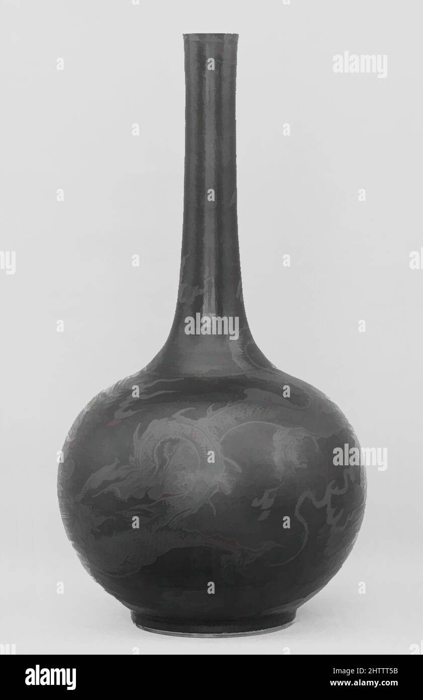 Art inspired by Vase, Qing dynasty (1644–1911), 19th century, China, Porcelain with mirror-black glaze and overglaze iron decoration, H. 15 3/4 in. (40 cm), Ceramics, Classic works modernized by Artotop with a splash of modernity. Shapes, color and value, eye-catching visual impact on art. Emotions through freedom of artworks in a contemporary way. A timeless message pursuing a wildly creative new direction. Artists turning to the digital medium and creating the Artotop NFT Stock Photo