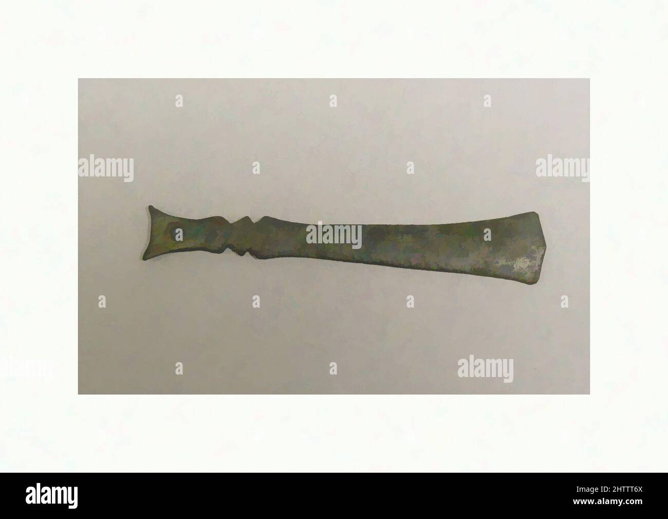 Art inspired by Sword-Shaped Lime Spatula, Bronze and Iron Age period, 500 B.C.–A.D. 300, Indonesia (Java, Lumajang, Pasiran), Bronze, H. 3 9/16 in. (9 cm); W. 11/16 in. (1.7 cm), Metalwork, Classic works modernized by Artotop with a splash of modernity. Shapes, color and value, eye-catching visual impact on art. Emotions through freedom of artworks in a contemporary way. A timeless message pursuing a wildly creative new direction. Artists turning to the digital medium and creating the Artotop NFT Stock Photo