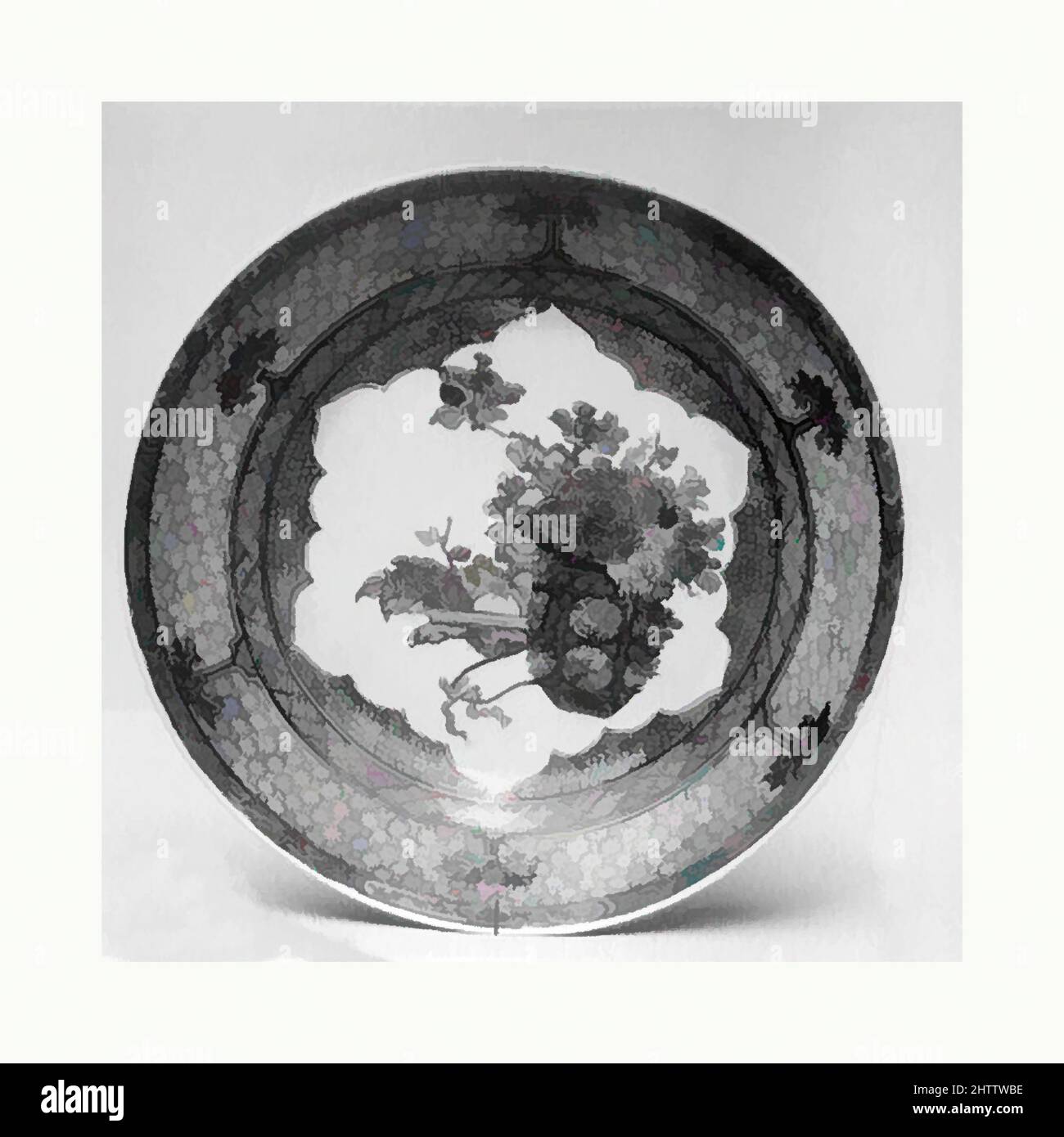 Art inspired by Plate, Qing dynasty (1644–1911), Qianlong period (1736–95), China, Porcelain, Diam. 6 1/4 in. (15.9 cm), Ceramics, Classic works modernized by Artotop with a splash of modernity. Shapes, color and value, eye-catching visual impact on art. Emotions through freedom of artworks in a contemporary way. A timeless message pursuing a wildly creative new direction. Artists turning to the digital medium and creating the Artotop NFT Stock Photo