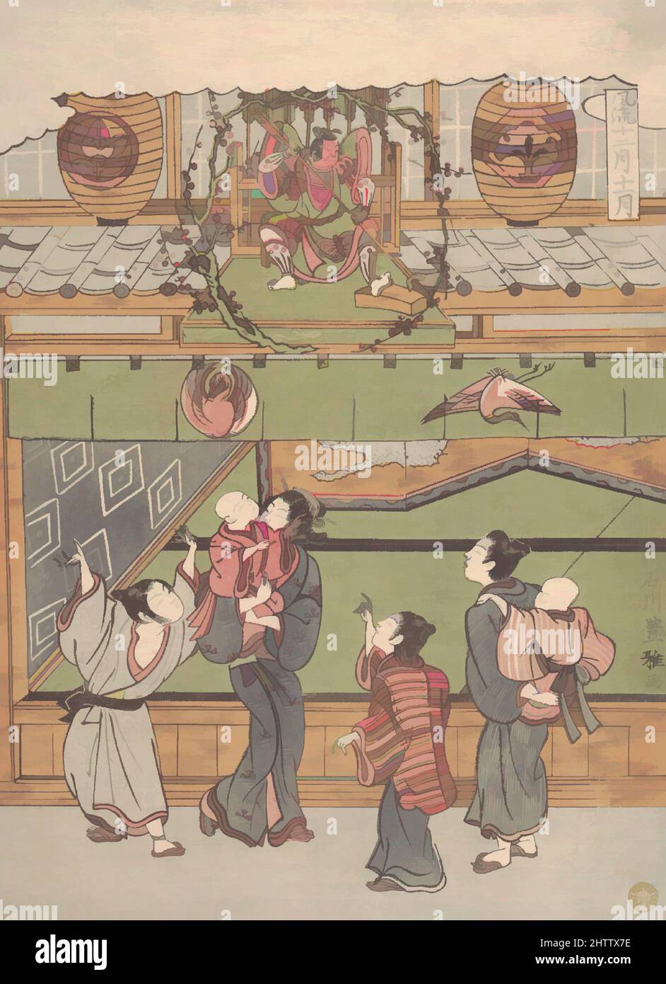Art inspired by The Eleventh Month, Edo period (1615–1868), ca. 1767, Japan, Polychrome woodblock print; ink and color on paper, H. 10 in. (25.4 cm); W. 7 3/8 in. (18.7 cm), Prints, Ishikawa Toyomasa (Japanese, active 1770–1790, Classic works modernized by Artotop with a splash of modernity. Shapes, color and value, eye-catching visual impact on art. Emotions through freedom of artworks in a contemporary way. A timeless message pursuing a wildly creative new direction. Artists turning to the digital medium and creating the Artotop NFT Stock Photo