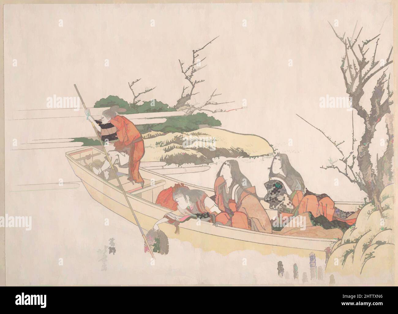 Art inspired by Gathering Sea-Weed, Edo period (1615–1868), Japan, Polychrome woodblock print (surimono); ink and color on paper, 7 1/2 x 10 3/8 in. (19.1 x 26.4 cm), Prints, Katsushika Hokusai (Japanese, Tokyo (Edo) 1760–1849 Tokyo (Edo, Classic works modernized by Artotop with a splash of modernity. Shapes, color and value, eye-catching visual impact on art. Emotions through freedom of artworks in a contemporary way. A timeless message pursuing a wildly creative new direction. Artists turning to the digital medium and creating the Artotop NFT Stock Photo
