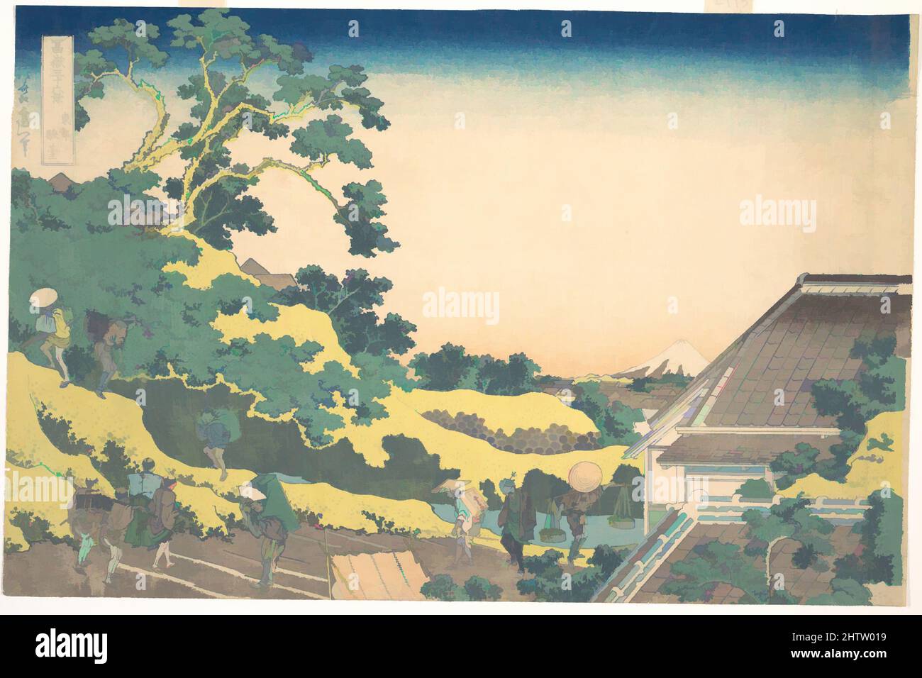 Art inspired by Surugadai in Edo (Tōto Sundai), from the series Thirty-six Views of Mount Fuji (Fugaku sanjūrokkei), 冨嶽三十六景　東都駿台, Edo period (1615–1868), ca. 1830–32, Japan, Polychrome woodblock print; ink and color on paper, 9 3/4 x 14 3/4 in. (24.8 x 37.5 cm), Prints, Katsushika, Classic works modernized by Artotop with a splash of modernity. Shapes, color and value, eye-catching visual impact on art. Emotions through freedom of artworks in a contemporary way. A timeless message pursuing a wildly creative new direction. Artists turning to the digital medium and creating the Artotop NFT Stock Photo