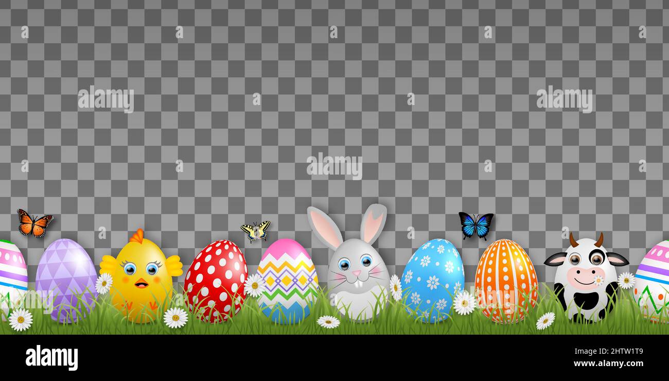 Happy easter background with colorful eggs, Stock Vector