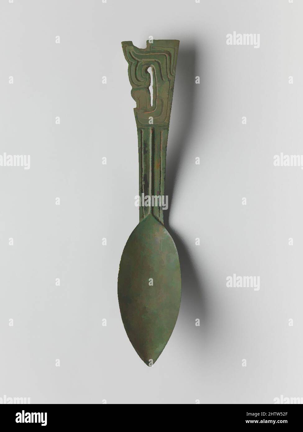 Art inspired by 匕, Ritual Spoon (Bi), mid-Zhou dynasty (1046–256 B.C.), China, Bronze, W. 2 1/2 in. (6.4 cm); L. 12 3/4 in. (32.4 cm); Wt. 1 lb. (0.5 kg), Metalwork, Classic works modernized by Artotop with a splash of modernity. Shapes, color and value, eye-catching visual impact on art. Emotions through freedom of artworks in a contemporary way. A timeless message pursuing a wildly creative new direction. Artists turning to the digital medium and creating the Artotop NFT Stock Photo