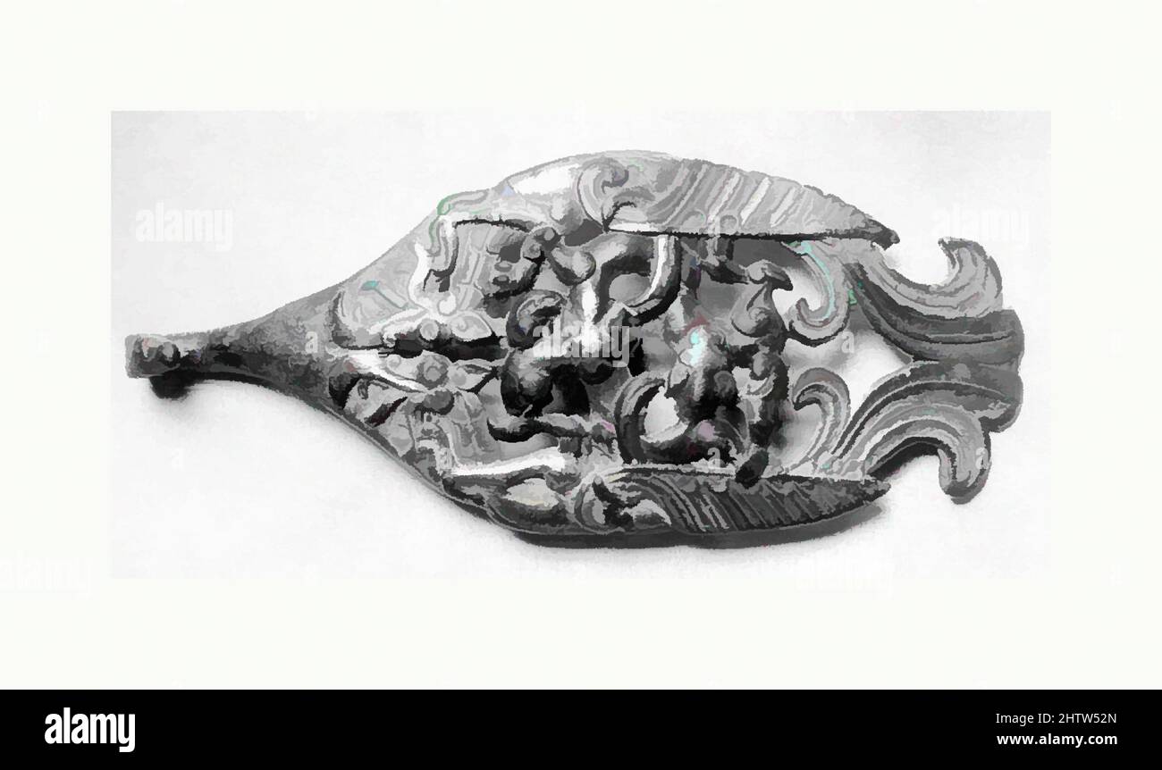 Art inspired by Buckle, 3rd–4th century, China, Silvered bronze, H. 7 in. (17.8 cm); W. 3 in. (7.6 cm), Metalwork, Classic works modernized by Artotop with a splash of modernity. Shapes, color and value, eye-catching visual impact on art. Emotions through freedom of artworks in a contemporary way. A timeless message pursuing a wildly creative new direction. Artists turning to the digital medium and creating the Artotop NFT Stock Photo