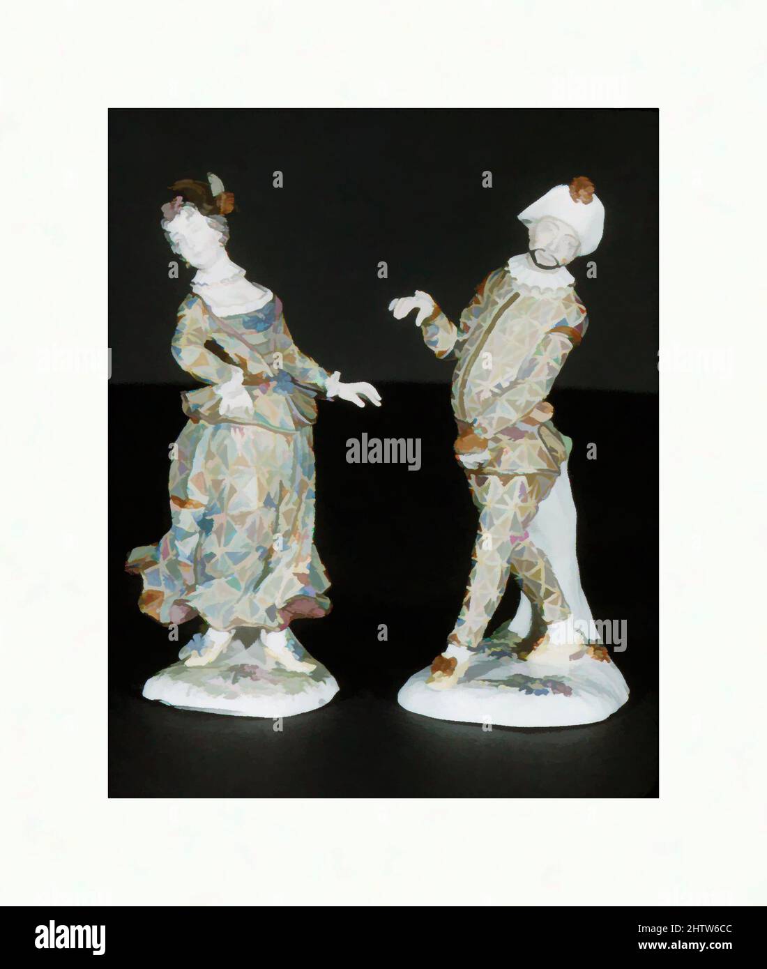 Art inspired by Harlequin (one of a pair), ca. 1753–54, German, Fürstenberg, Hard-paste porcelain, Height: 7 1/2 in. (19.1 cm), Ceramics-Porcelain, Classic works modernized by Artotop with a splash of modernity. Shapes, color and value, eye-catching visual impact on art. Emotions through freedom of artworks in a contemporary way. A timeless message pursuing a wildly creative new direction. Artists turning to the digital medium and creating the Artotop NFT Stock Photo