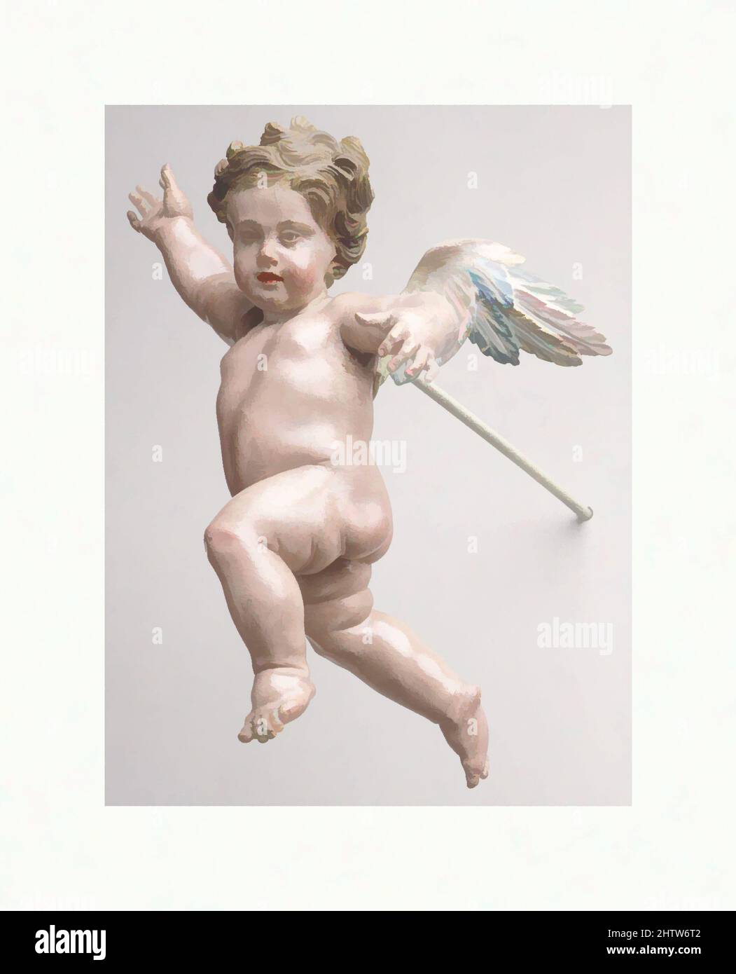 Art inspired by Cherub, second half 18th century, Italian, Naples, Polychromed wood, H. 8 5/8 in. (22 cm.), Crèche, Classic works modernized by Artotop with a splash of modernity. Shapes, color and value, eye-catching visual impact on art. Emotions through freedom of artworks in a contemporary way. A timeless message pursuing a wildly creative new direction. Artists turning to the digital medium and creating the Artotop NFT Stock Photo