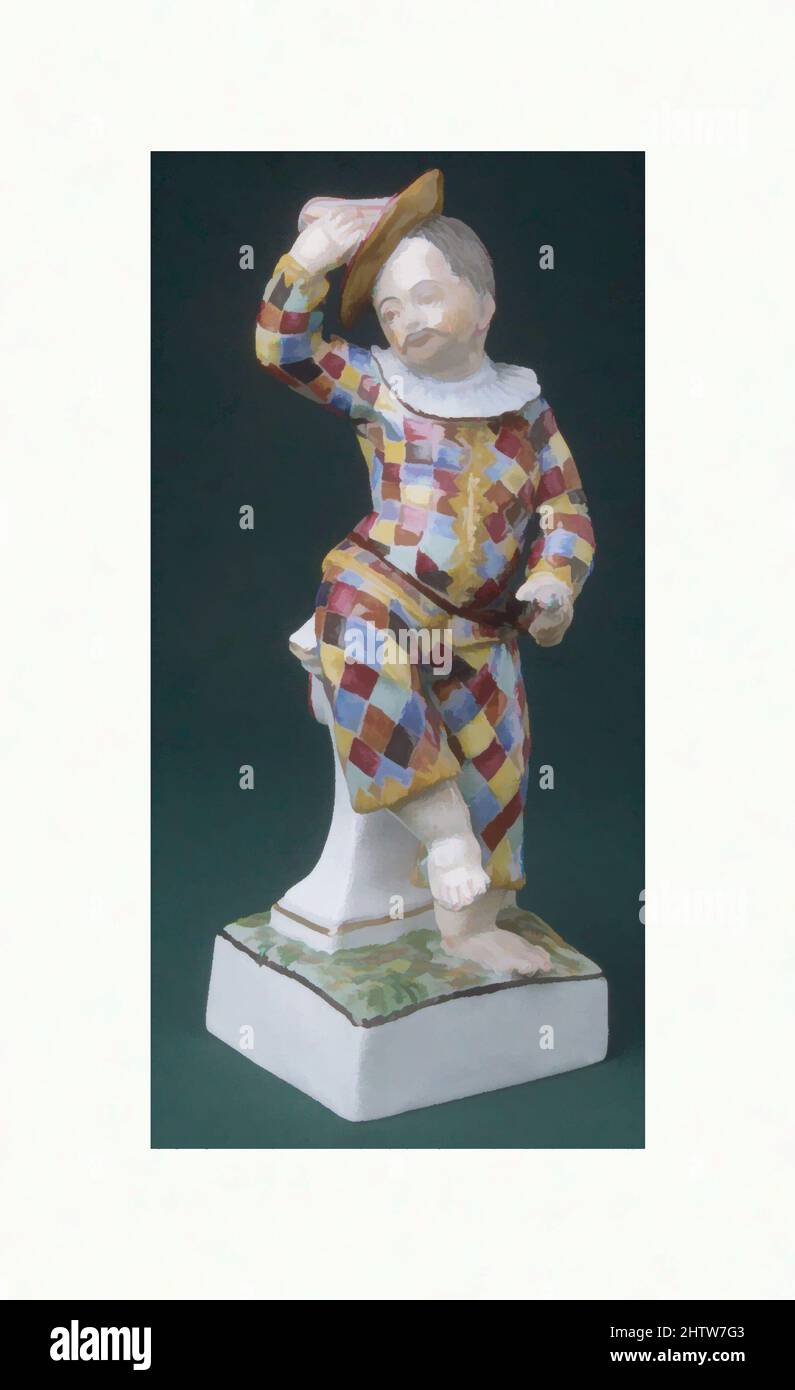 Art inspired by Harlequin, ca. 1770–80, Russian, Verbilki, Hard-paste porcelain, Height: 6 3/4 in. (17.1 cm), Ceramics-Porcelain, In 1766, the English entrepreneur Francis Gardner, with the permission of Catherine the Great, established the first great porcelain factory in the Russian, Classic works modernized by Artotop with a splash of modernity. Shapes, color and value, eye-catching visual impact on art. Emotions through freedom of artworks in a contemporary way. A timeless message pursuing a wildly creative new direction. Artists turning to the digital medium and creating the Artotop NFT Stock Photo