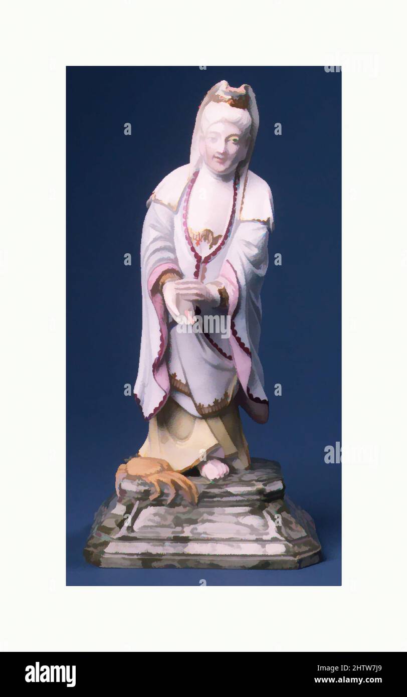 Art inspired by Kuan Yin, ca. 1770, after model of ca. 1750–55, German, Höchst, Hard-paste porcelain, Height: 5 1/2 in. (14 cm), Ceramics-Porcelain, Classic works modernized by Artotop with a splash of modernity. Shapes, color and value, eye-catching visual impact on art. Emotions through freedom of artworks in a contemporary way. A timeless message pursuing a wildly creative new direction. Artists turning to the digital medium and creating the Artotop NFT Stock Photo