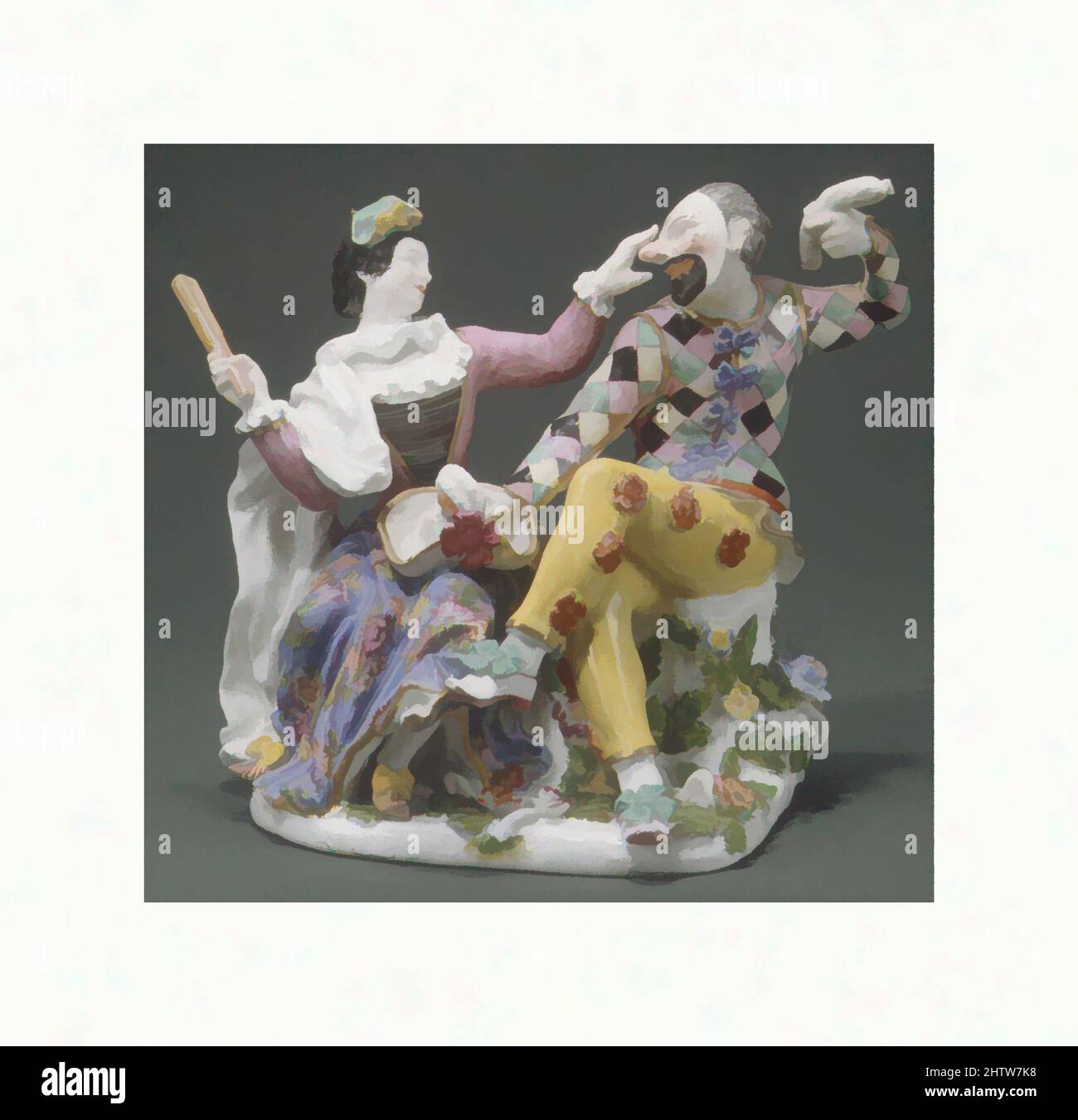 Art inspired by Hanswurst and Columbine, modeled 1743, German, Meissen, Hard-paste porcelain, Height: 6 in. (15.2 cm), Ceramics-Porcelain, Classic works modernized by Artotop with a splash of modernity. Shapes, color and value, eye-catching visual impact on art. Emotions through freedom of artworks in a contemporary way. A timeless message pursuing a wildly creative new direction. Artists turning to the digital medium and creating the Artotop NFT Stock Photo