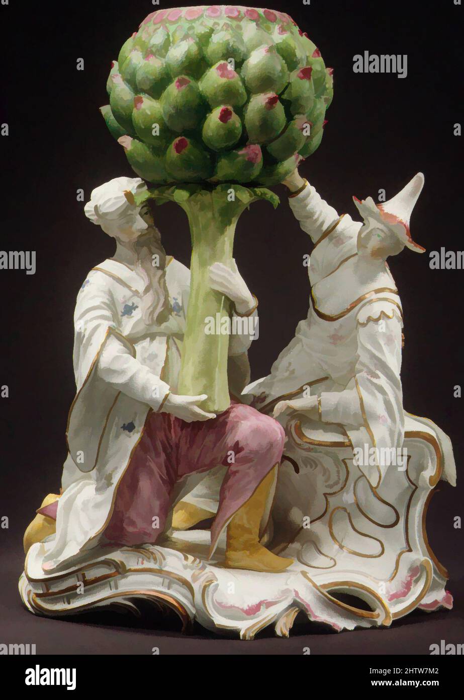 Art inspired by Asians with Artichoke as Perfume Burner, ca. 1766, German, Frankenthal, Hard-paste porcelain, Height: 11 in. (27.9 cm), Ceramics-Porcelain, Classic works modernized by Artotop with a splash of modernity. Shapes, color and value, eye-catching visual impact on art. Emotions through freedom of artworks in a contemporary way. A timeless message pursuing a wildly creative new direction. Artists turning to the digital medium and creating the Artotop NFT Stock Photo