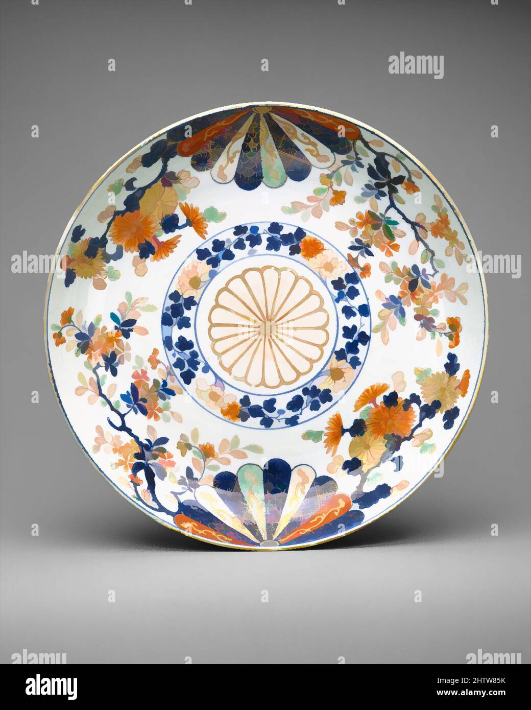 Art inspired by Dish, 1700–1725, Chinese, for European market, Hard-paste porcelain, Diameter: 12 5/16 in. (31.3 cm), Ceramics-Porcelain-Export, Classic works modernized by Artotop with a splash of modernity. Shapes, color and value, eye-catching visual impact on art. Emotions through freedom of artworks in a contemporary way. A timeless message pursuing a wildly creative new direction. Artists turning to the digital medium and creating the Artotop NFT Stock Photo